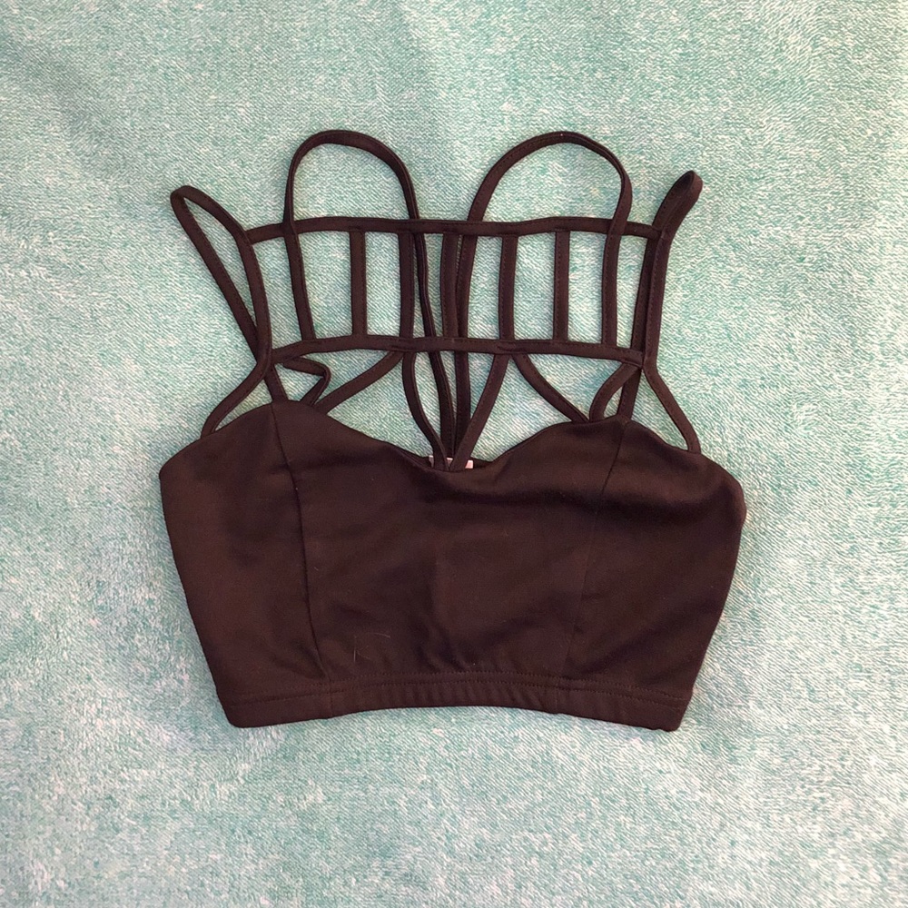 Black straps crop top